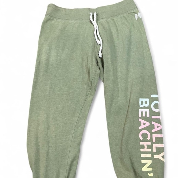 Victoria's Secret Pants - Y2k Vintage Low Rise Victoria's Secret Capri Olive Joggers with Colorful Text